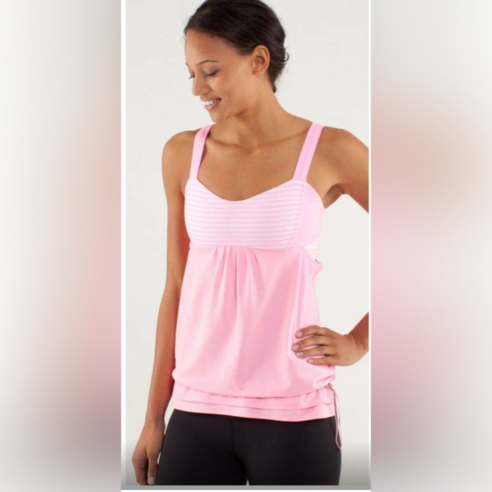 Lululemon Run: Back On Track Tank in Pink Shell/Classic Stripe Size 12